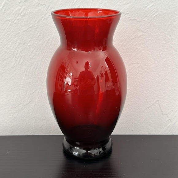 Anchor Hocking Vintage Ruby Red Depression Glass Vase - Picture 11 of 13